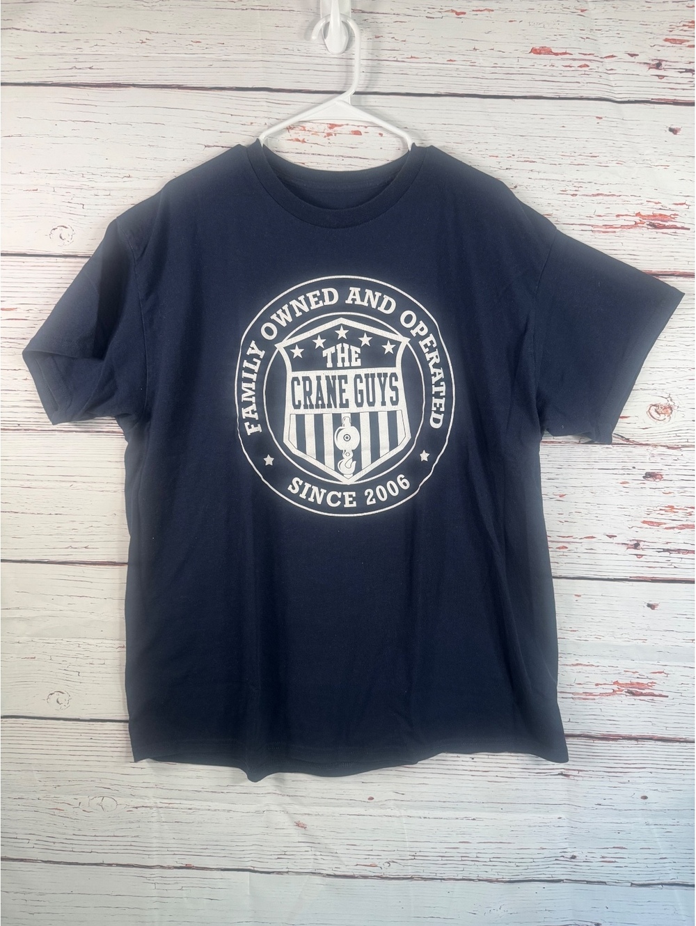The Crane Guys Navy Blue Graphic T-Shirt Family Owned Since 2006